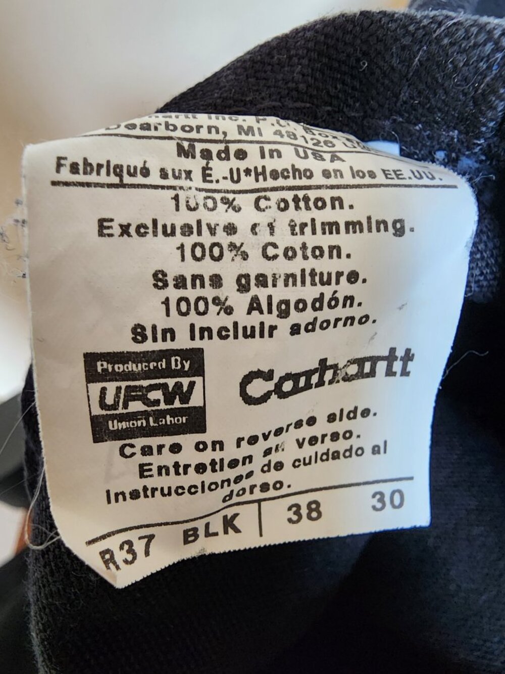 Carhartt R37 Black Duck Zipper Side Bib Overalls Size 38x30 - Picture 5 of 5